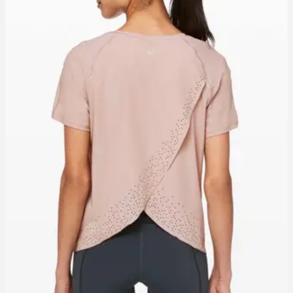 Flirty, but covered up! Lululemon Pale Pink Blouse with Back Cutout